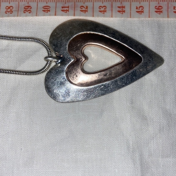 2 for 30$ Woman long chain with oversized double hearted pendant gold and silver - Picture 6 of 8